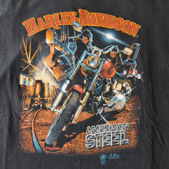 Vintage 1988 Harley Davidson 3D Emblem T Shirt XL 80s American Steel Honolulu HI - Picture 3 of 10